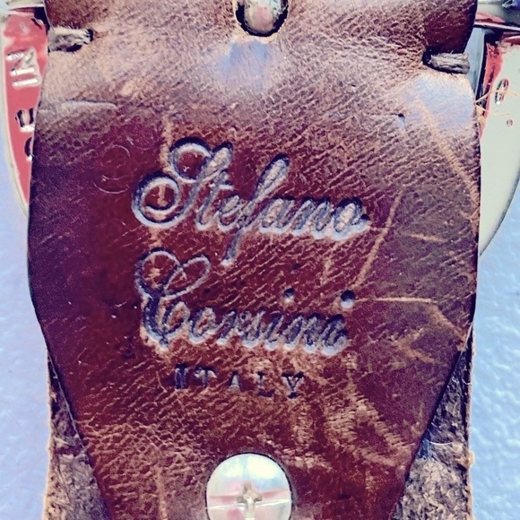 Stefano Corsini Blue Webbing Brown Leather Men's 34” - Picture 4 of 10